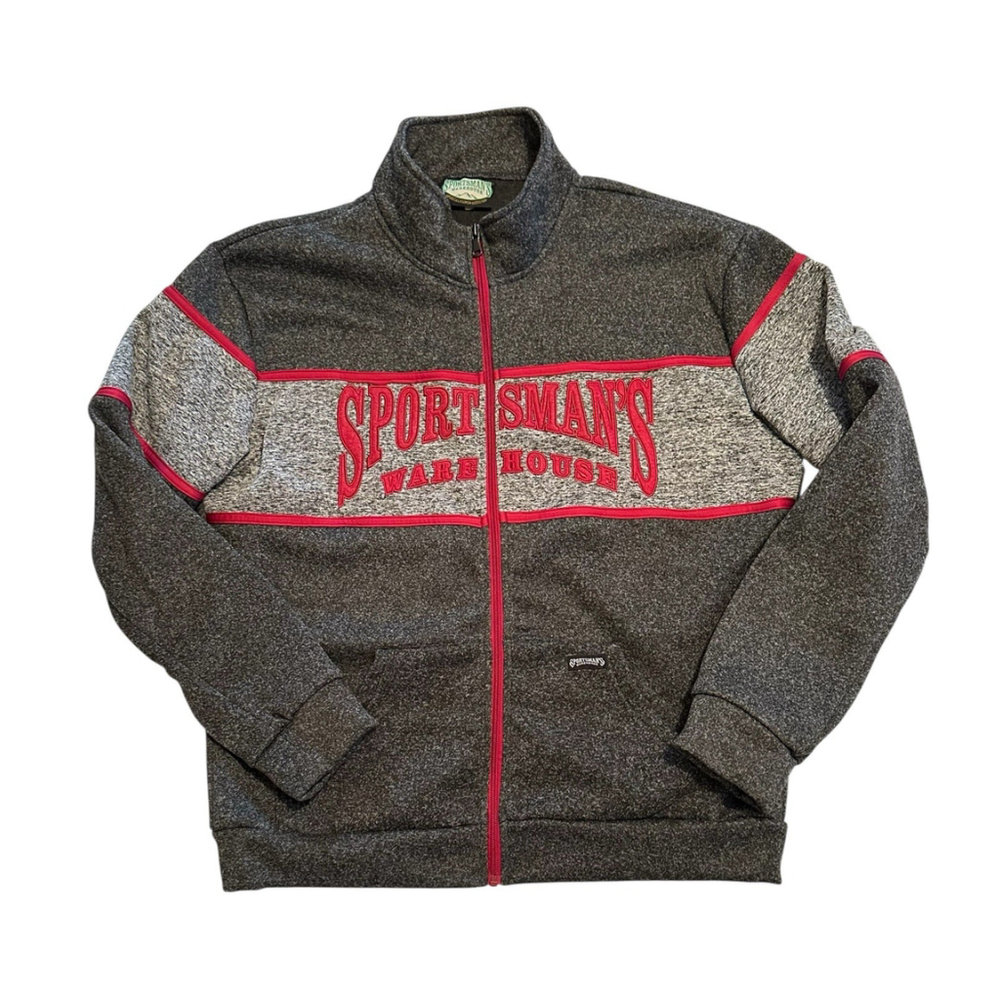 Sportsman's Warehouse Fleece Full Zip Jacket Mens 2XL Gray Red High Neck Pockets